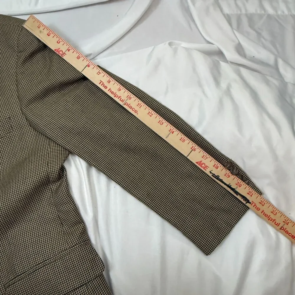 Brooks Brothers Blazer Suit Jacket Men 42 SHORT Brown Plaid Silk Wool Office
